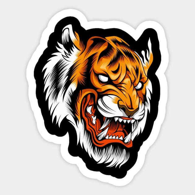 Angry Tiger Head Sticker by Marciano Graphic